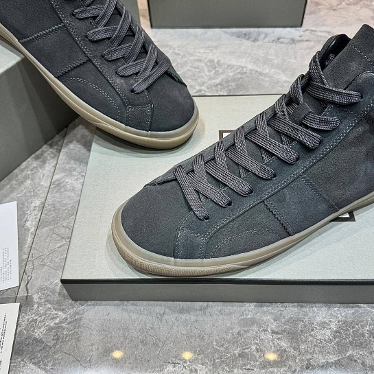 Замшевые кроссовки с мехом Tom Ford high-top - Grey
