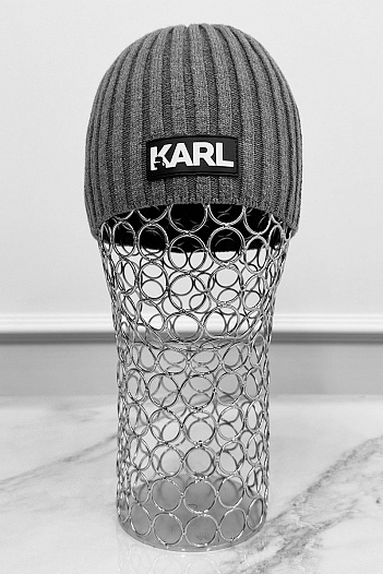 Мужская шапка серого цвета Karl Lagerfeld logo-patch   