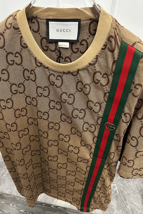 Оверсайз футболка Gucci GG jacquard - Brown