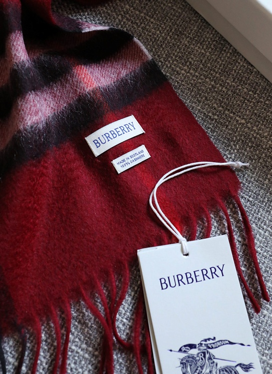 Шарф Burberry two-tone Check premium 168x30 см - Burgundy