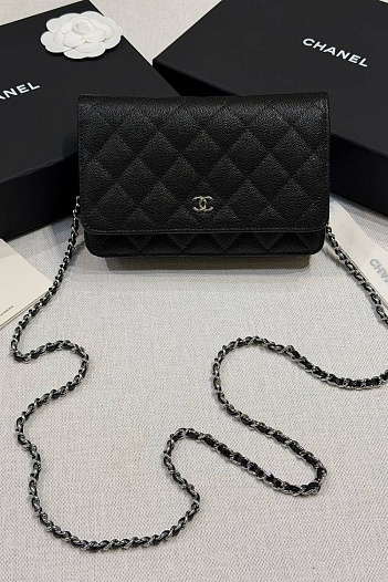 Кожаная сумка Chanel Wallet on Chain premium 19x12x4 см   