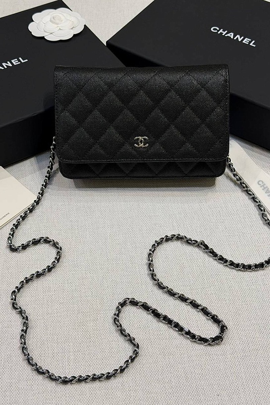 Кожаная сумка Chanel Wallet on Chain premium 19x12x4 см