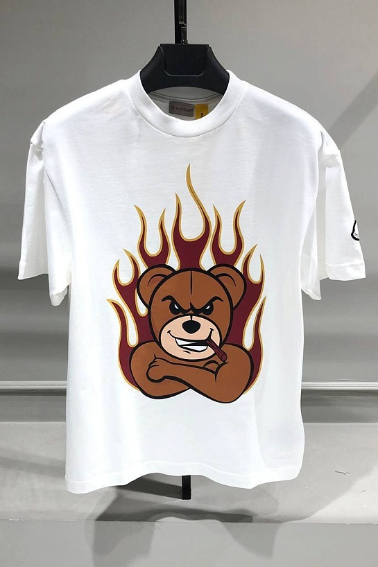 Белая футболка Moncler Genius x Palm Angels Angry Bear