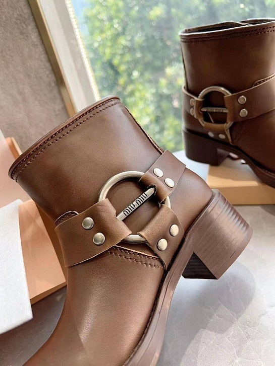 Женские кожаные ботинки MIU MIU Ankle Premium