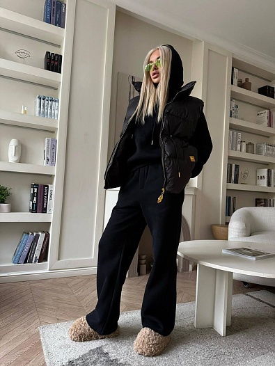 Женский костюм тройка на флисе Schiaparelli premium - Black   