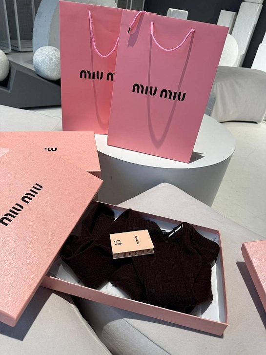 Женские кашемировые колготы MIU MIU шоколадного цвета