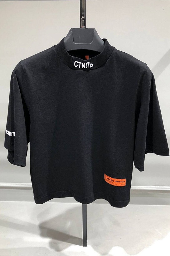 Чёрная футболка Heron Preston СТИЛЬ-logo cropped