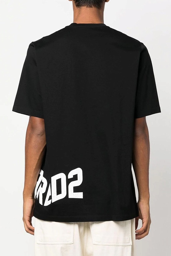 Мужская чёрная футболка Dsquared2 logo-print