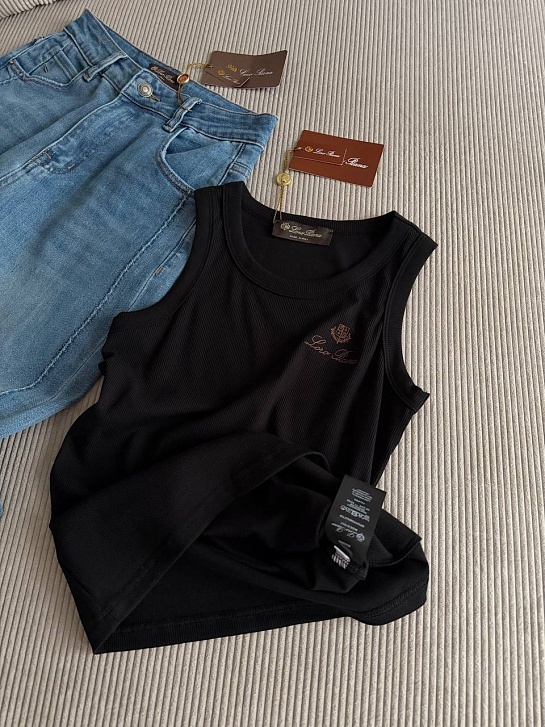 Женская чёрная майка Loro Piana premium