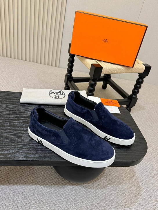 Мужские замшевые слипоны Hermes Kiddy - Navy