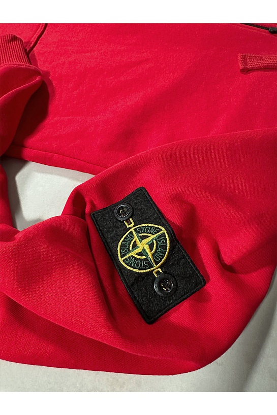 Красная кофта на молнии Stone Island compass-patch