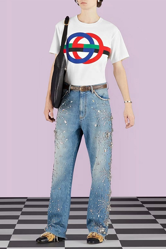 Мужская футболка белого цвета Gucci GG print
