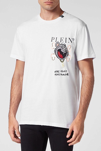 Белая футболка Philipp Plein more money more problems   