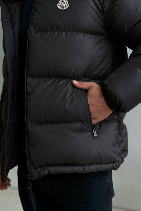 Утеплённая куртка Moncler Peuplier logo-patch - Black