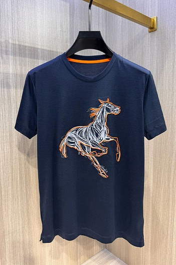 Мужская синяя футболка Hermes Premium   