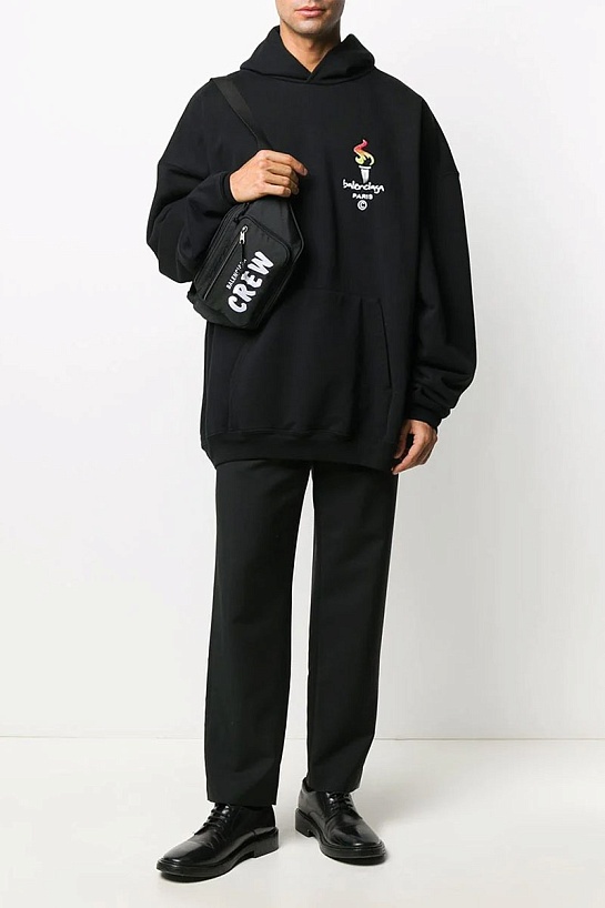 Оверсайз худи Balenciaga Paris Olympics Flame embroidered-logo
