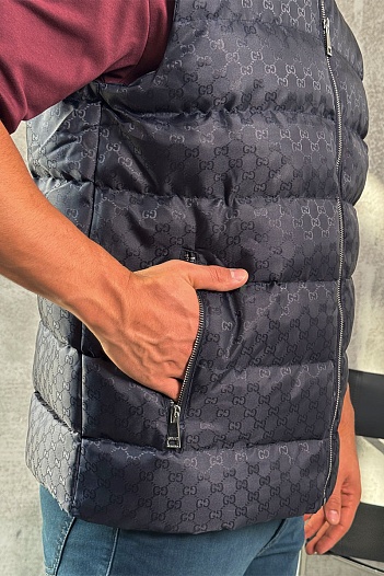 Мужской темно-синий жилет Gucci GG monogram   