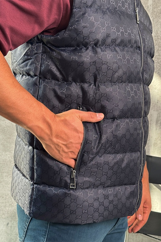 Мужской темно-синий жилет Gucci GG monogram