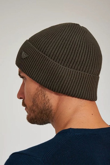 Шапка цвета хаки Emporio Armani logo-plaque   