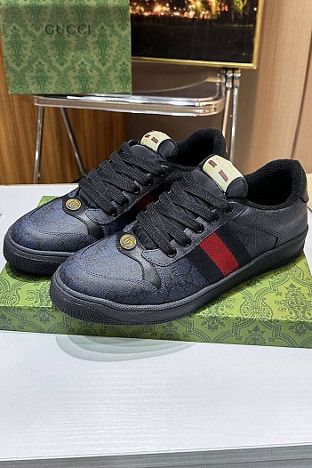 Кожаные кроссовки Gucci GG Screener - Navy