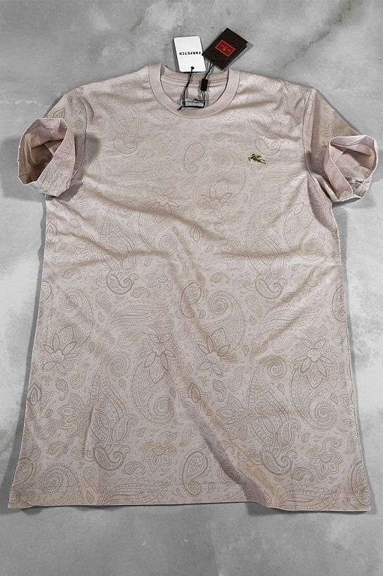 Бежевая мужская футболка Etro embroidered-logo