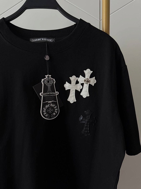 Женская оверсайз футболка чёрного цвета Chrome Hearts premium