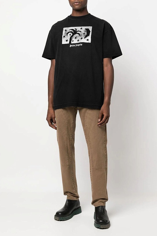 Чёрная футболка Palm Angels Nightsky logo-print