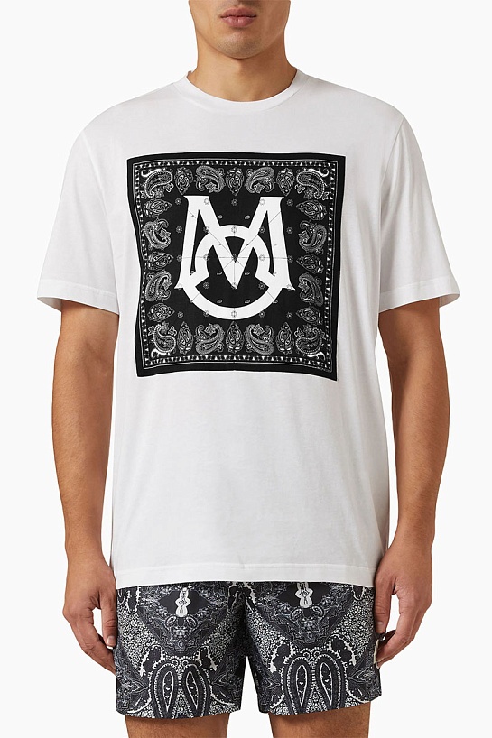 Мужская белая футболка Moncler Bandana