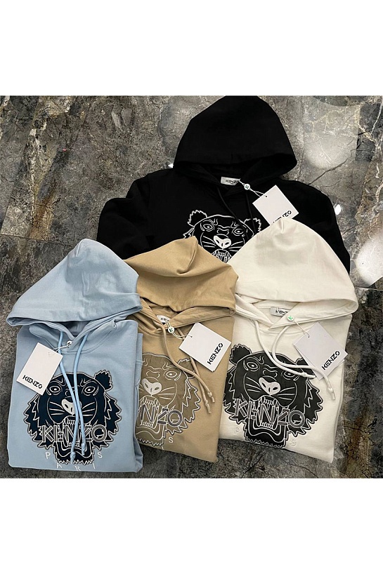 Худи чёрного цвета Kenzo Tiger logo-embroidered