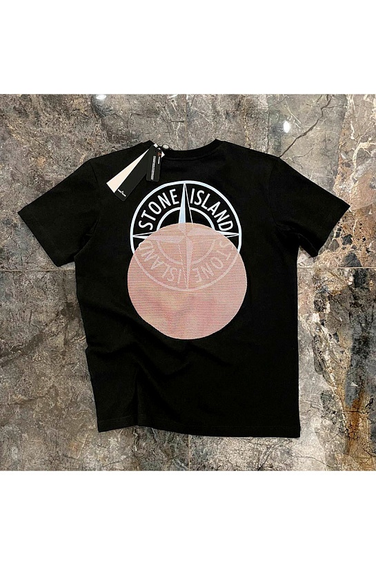 Мужская чёрная футболка Stone Island logo-print