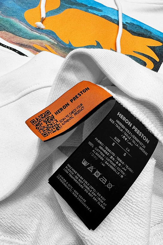 Белое оверсайз худи Heron Preston Periodic
