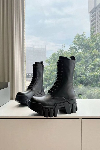 Женские чёрные кожаные ботинки Balenciaga Premium   