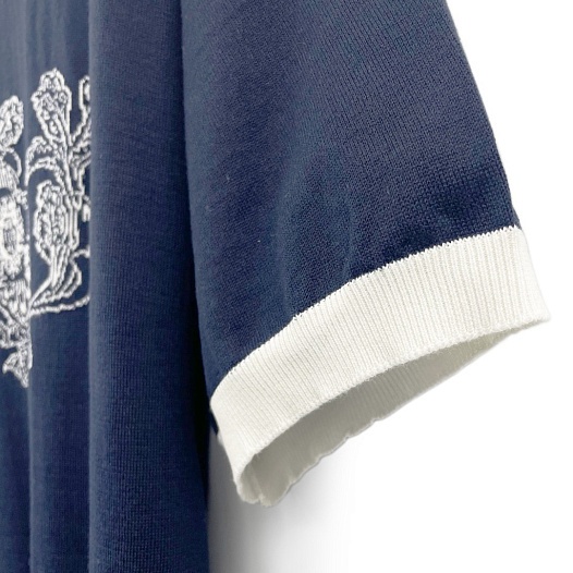 Мужская тёмно-синяя футболка Louis Vuitton Premium Intarsia floral   