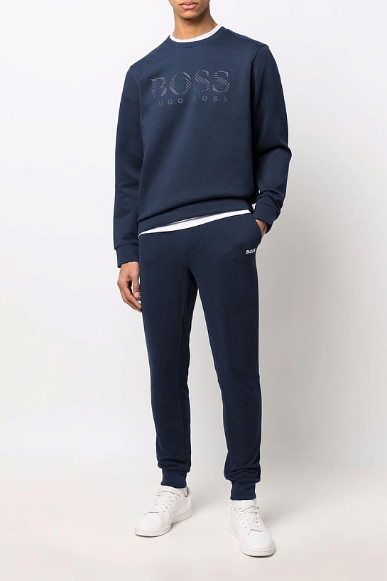 Тёмно-синий мужской свитшот Hugo Boss logo-print