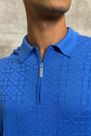 Мужское поло Stefano Ricci zip neck - Blue   