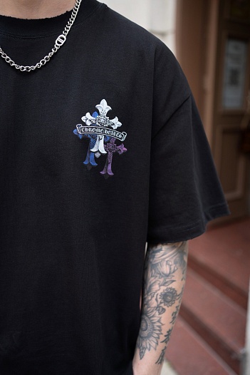 Чёрная оверсайз футболка Chrome Hearts Premium   