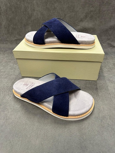 Замшевые шлёпанцы Brunello Cucinelli Crossover - Blue   