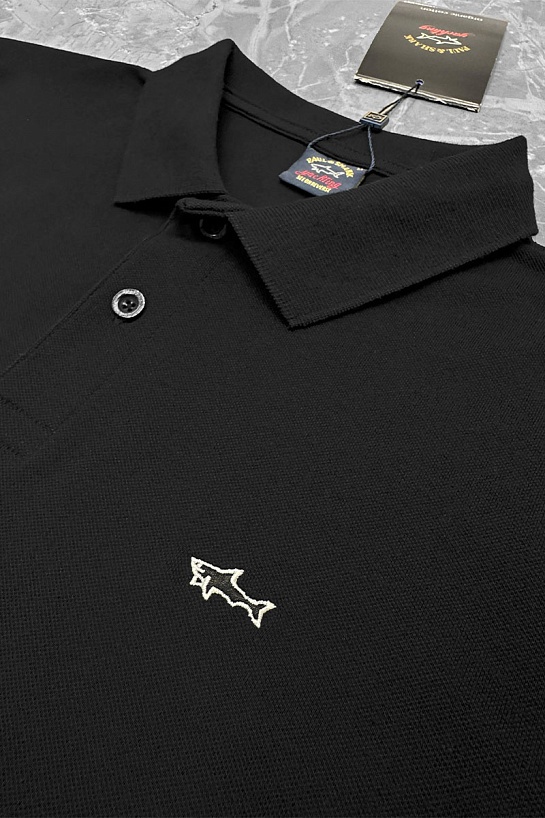 Чёрное поло Paul & Shark logo-embroidered