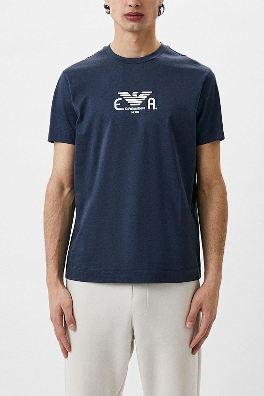 Синяя футболка Emporio Armani Milano logo-print