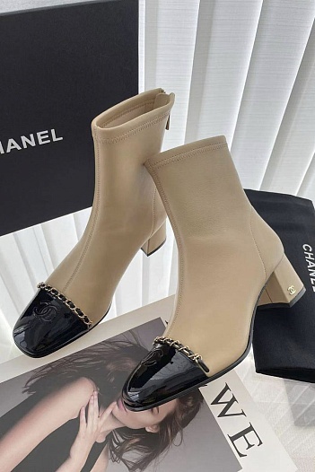 Женские кожаные сапоги Chanel premium   