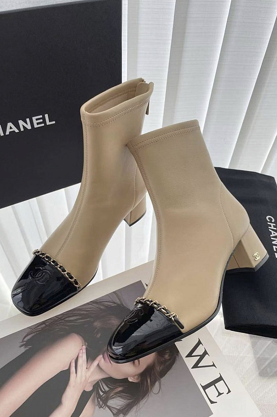 Женские кожаные сапоги Chanel premium