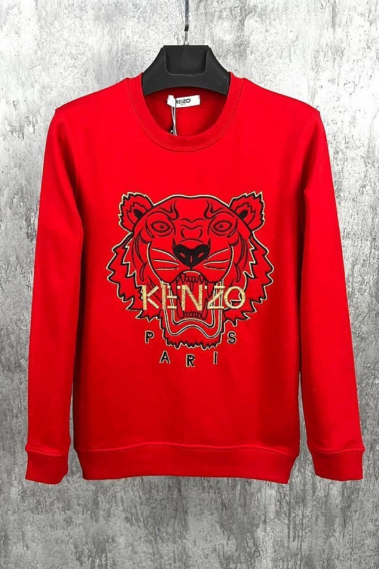 Красный мужской свитшот Kenzo Tiger Head embroidered