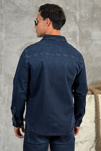 Джинсовая рубашка Loro Piana тёмно-синего цвета   