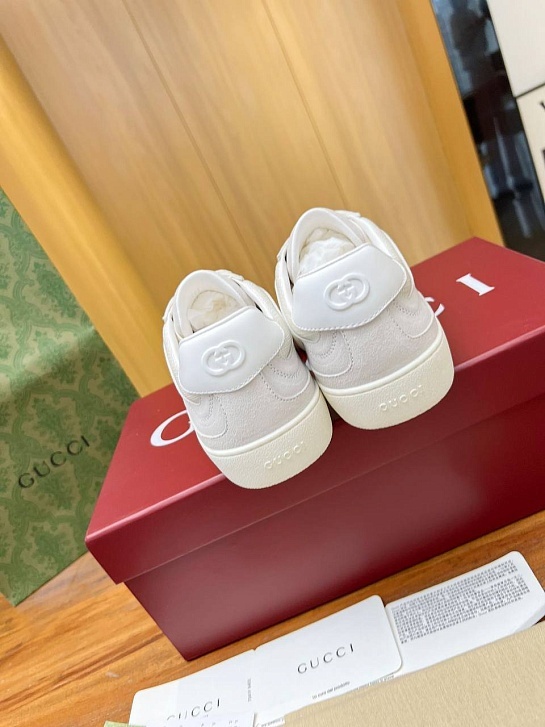 Женские замшевые кеды Gucci Premium - White