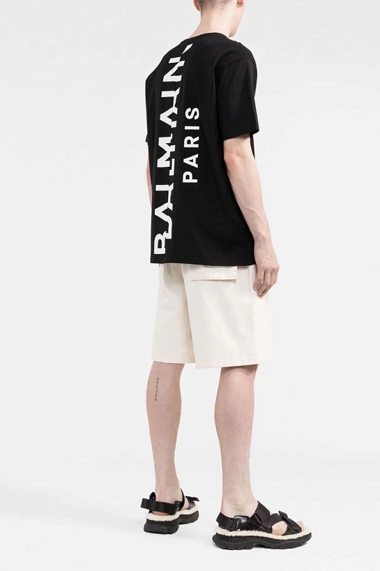 Футболка чёрного цвета Balmain Paris logo-print