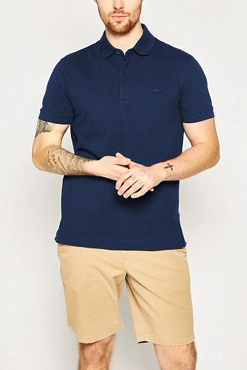 Мужское поло Lacoste тёмно-синего цвета   