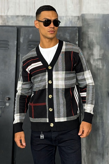 Мужской чёрный кардиган Burberry Vintage Check   