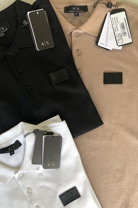 Мужское чёрное поло Armani Exchange rubber logo