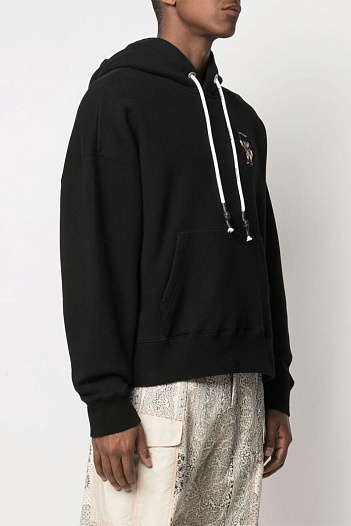 Утеплённое оверсайз худи Palm Angels "Pirate Bear" - Black   