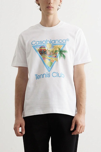 Белая футболка Casablanca Afro Cubism Tennis Club   